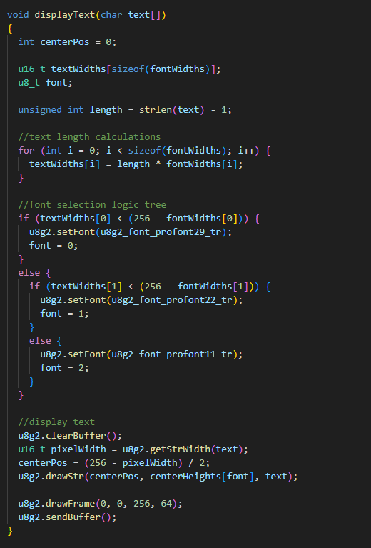 display text code