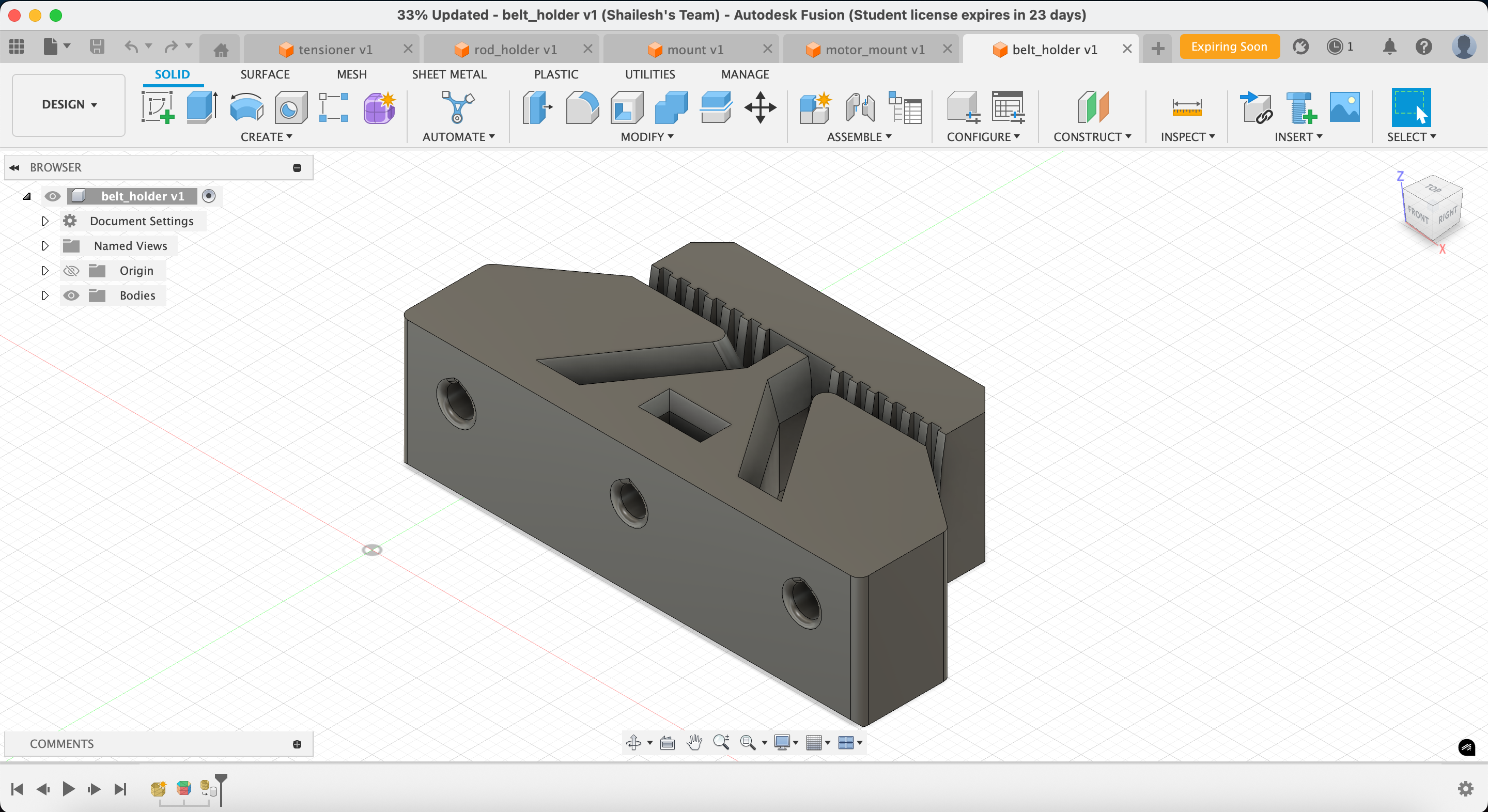 y-axis belt holder